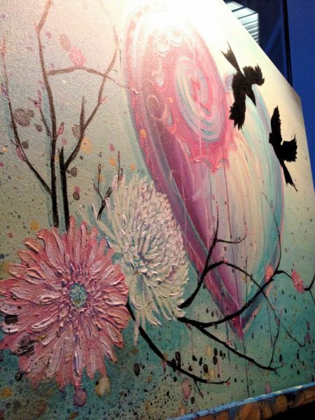 Alaska artist Jamie Bottoms live wedding unity painting